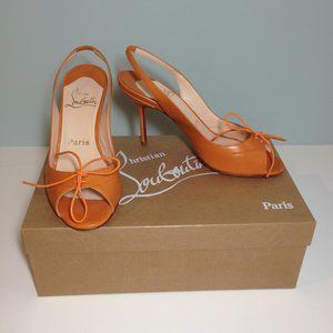 Authentic Christian Louboutin leather open toe pump LIKE NEW